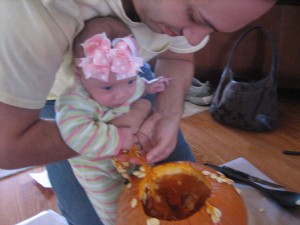 img_0282 Evie was not too sure about this pumpkin stuff!